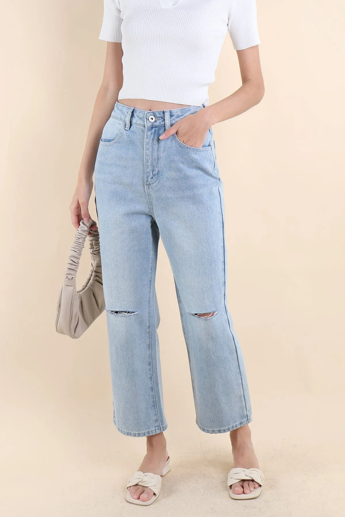 HANSEL SLIT DENIM JEANS IN LIGHT