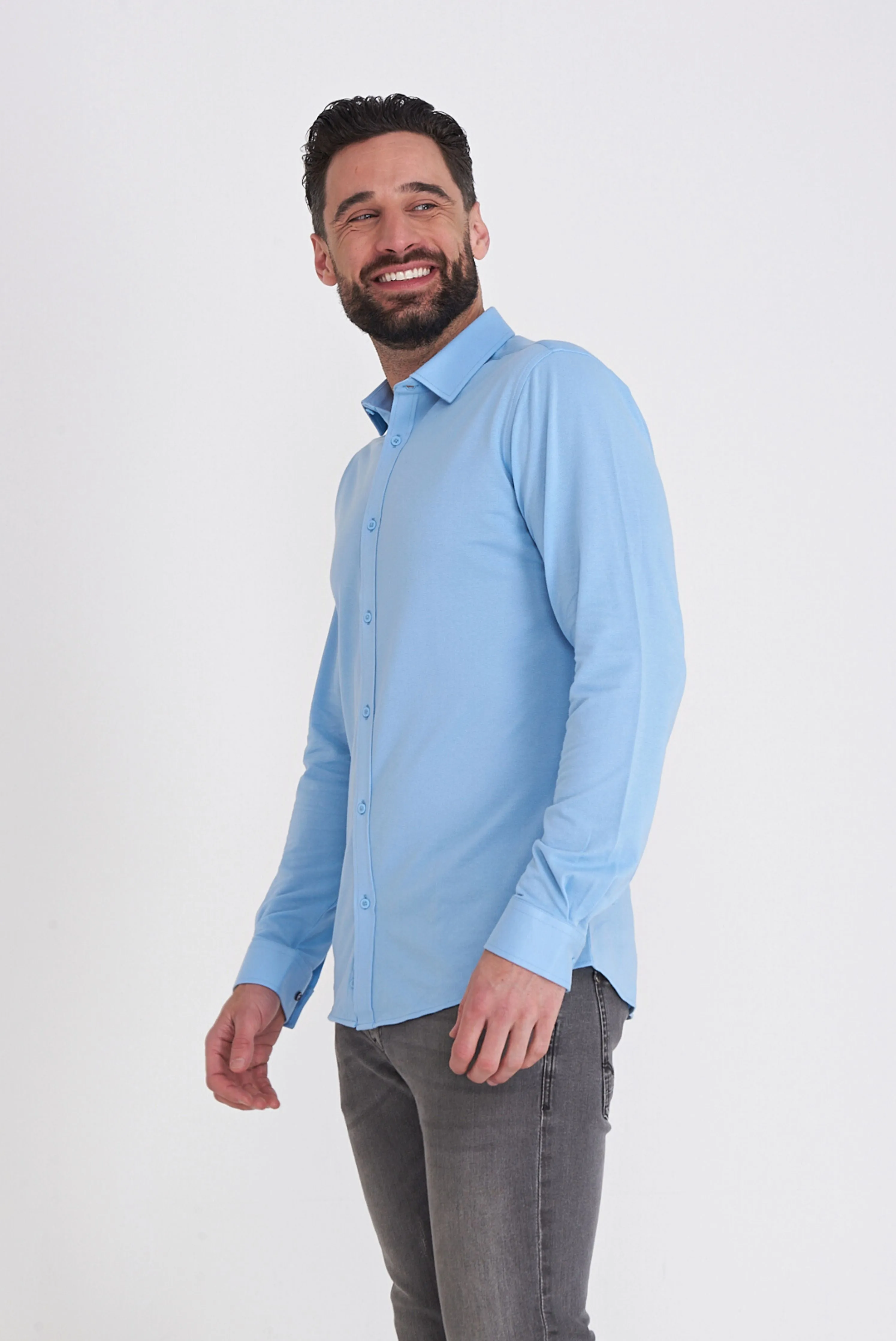 Harry Brown Pique Shirt in Light Blue