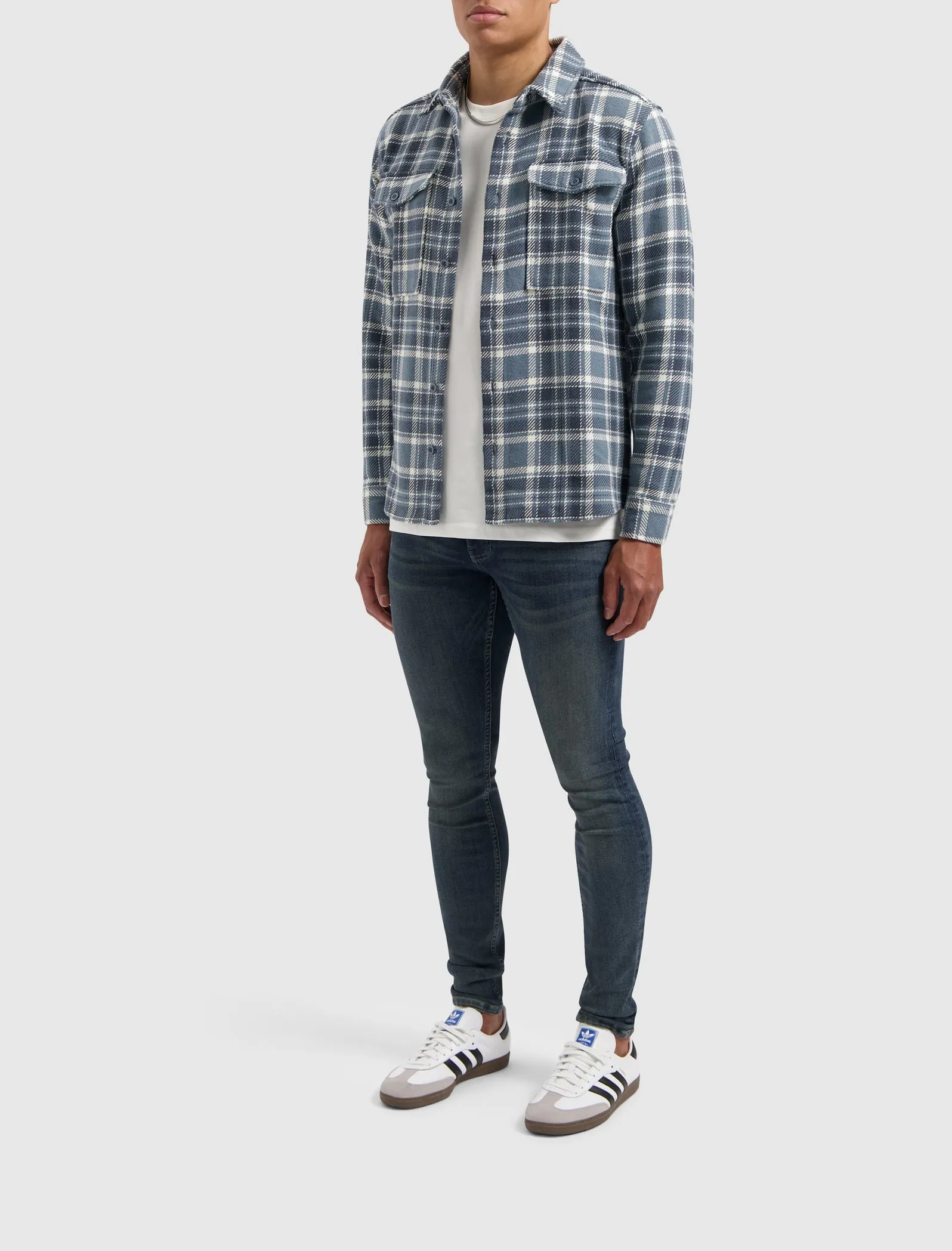 Heavy Twill Checked Shirt | Blue