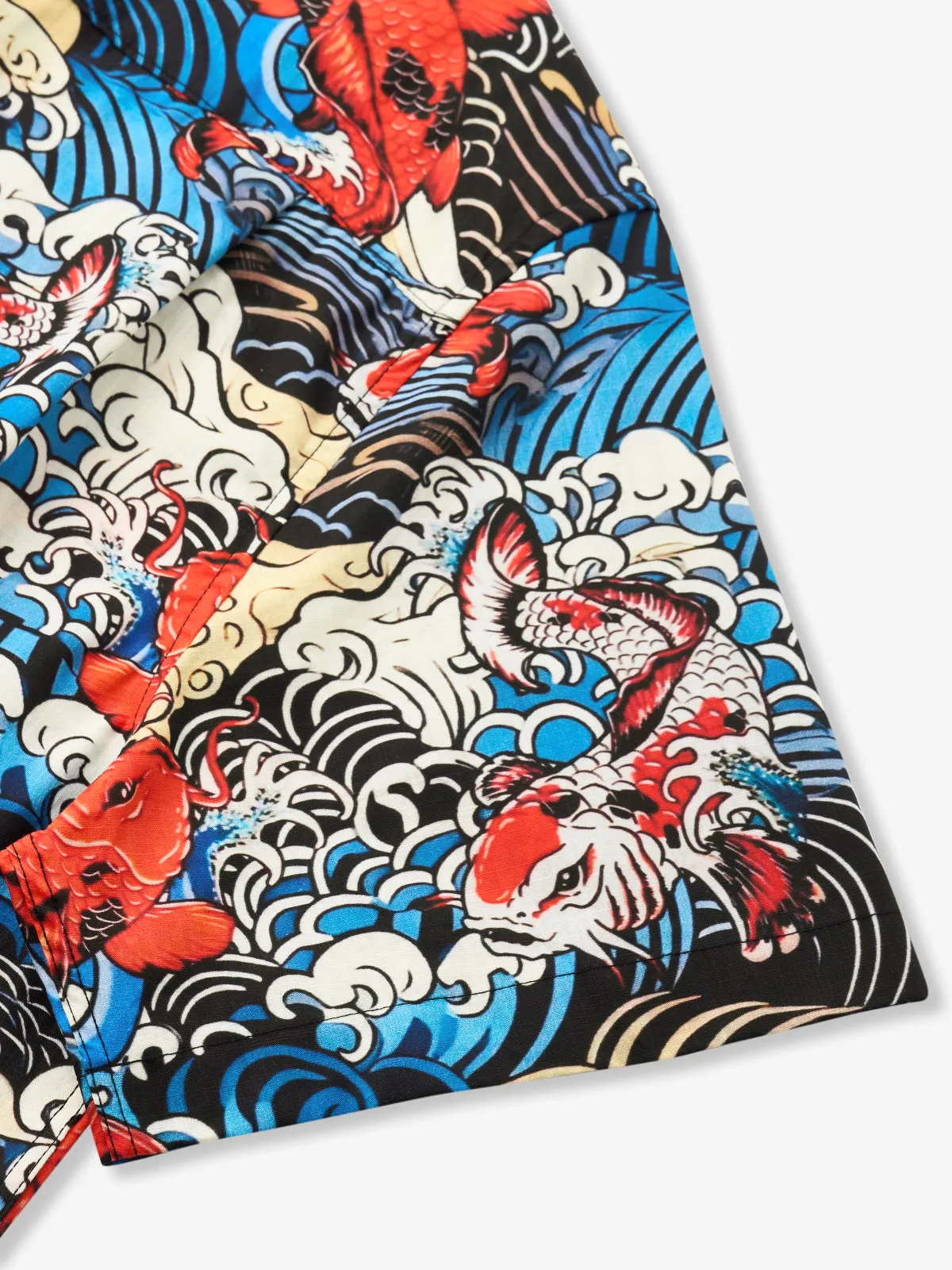 Koi Fish and Waves Cotton Hawaiian Shirt