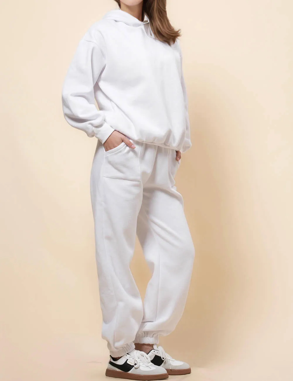 Ladies Solid Color Hoodie Top Jogger Pants 2PCS Sets 211337