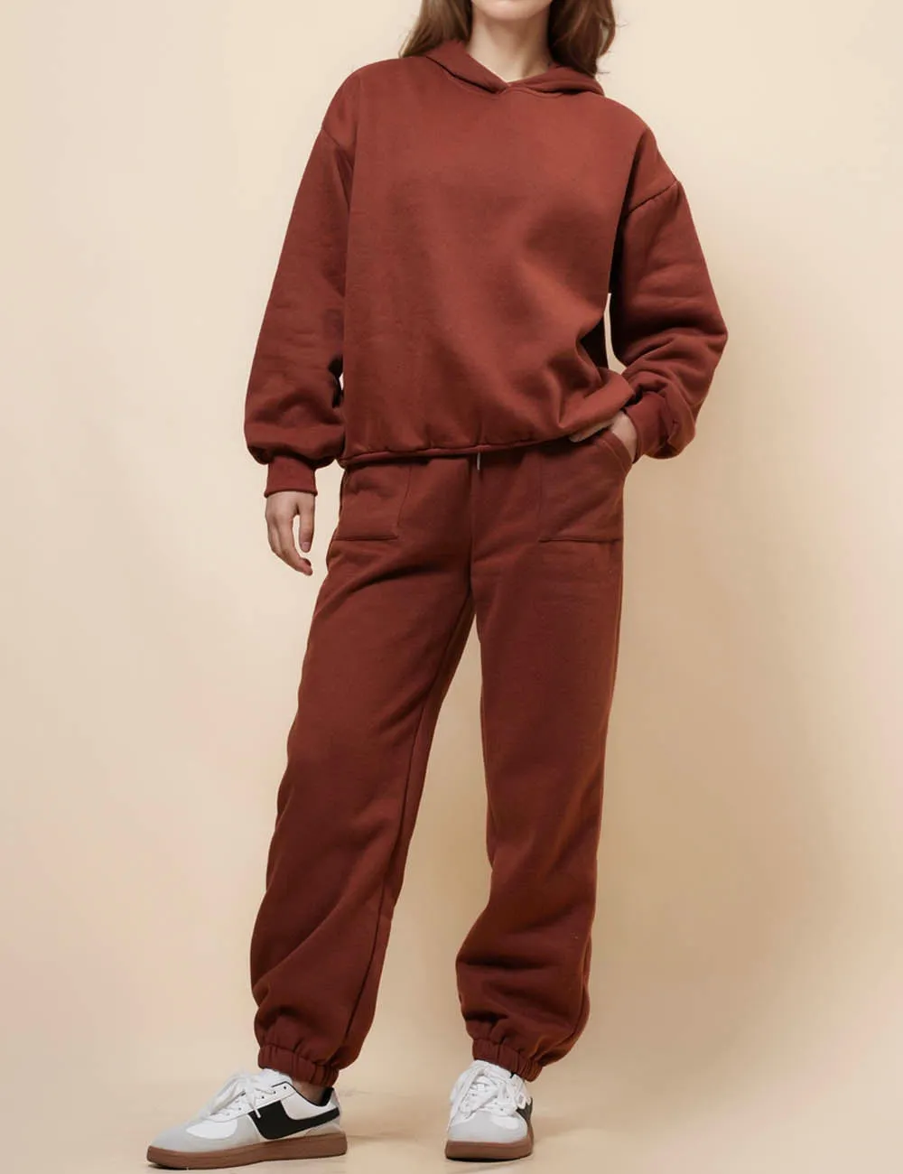 Ladies Solid Color Hoodie Top Jogger Pants 2PCS Sets 211337