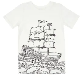 Lochie T-Shirt -Outline Ship Off White