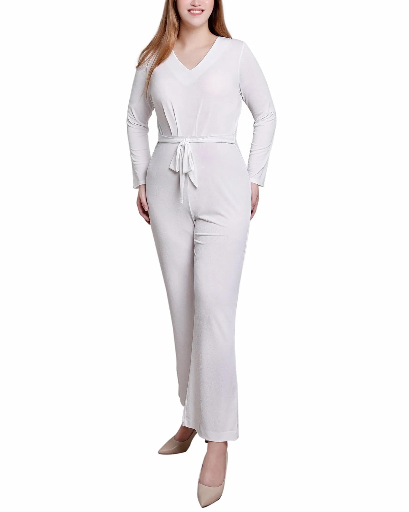 Long Sleeve Crepe Knit Jumpsuit