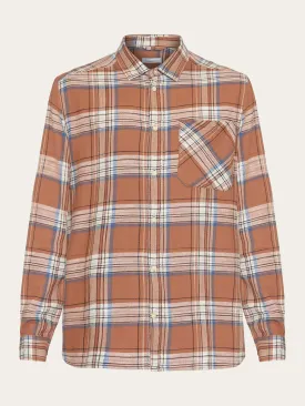 Loose checked shirt - GOTS/Vegan - Brown stripe