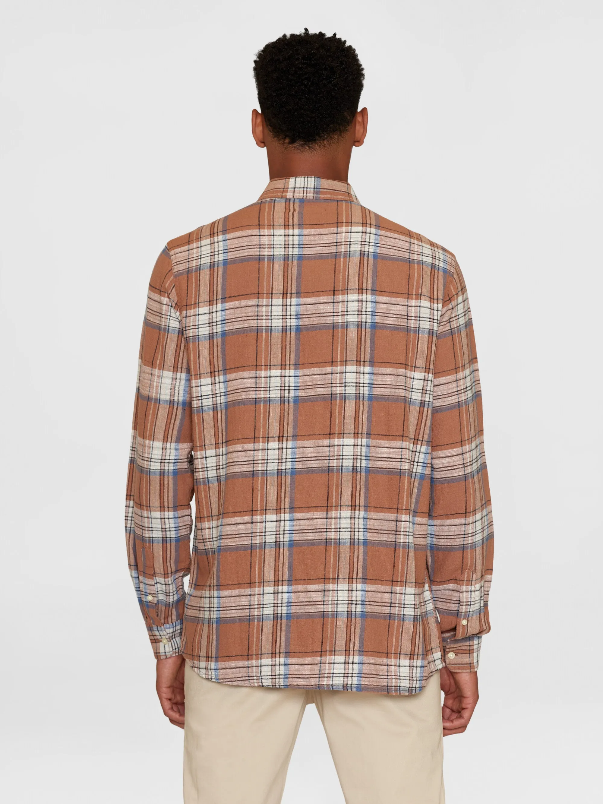 Loose checked shirt - GOTS/Vegan - Brown stripe