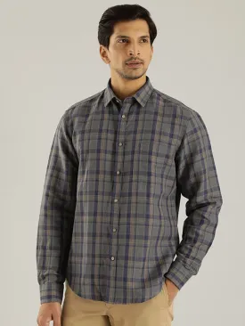 Men Checked Full Sleeve Linen Blend Shirt