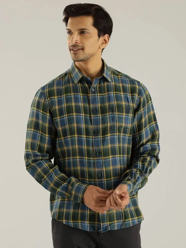 Men Checked Full Sleeve Linen Shirt