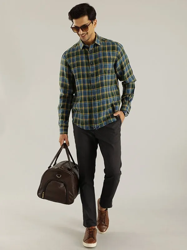 Men Checked Full Sleeve Linen Shirt