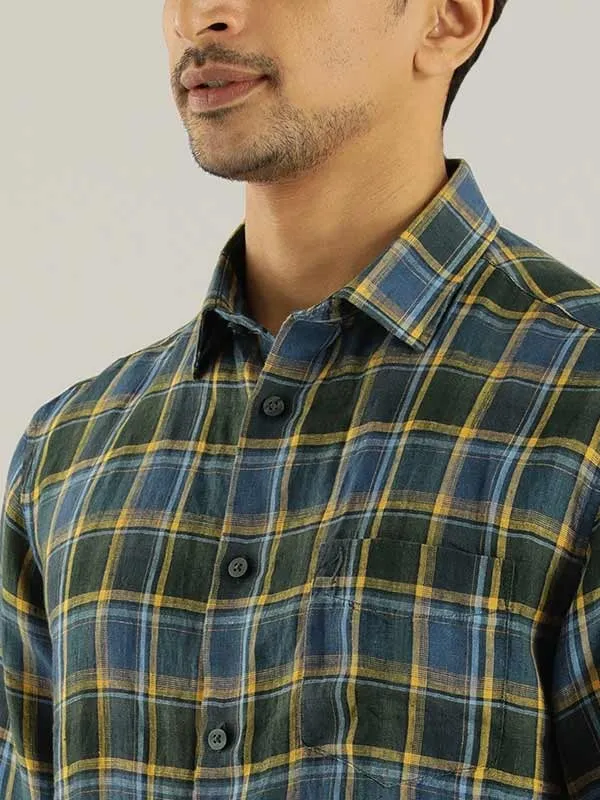 Men Checked Full Sleeve Linen Shirt