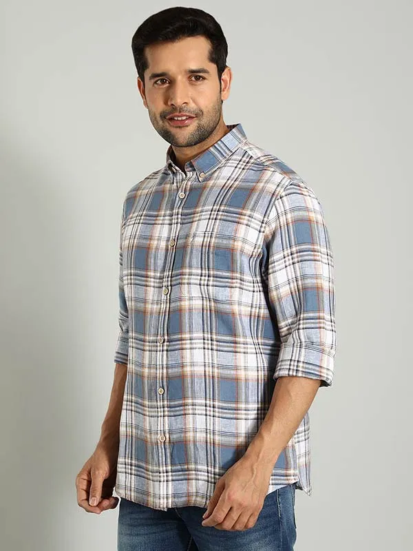 Men Checked Full Sleeve Linen Shirt