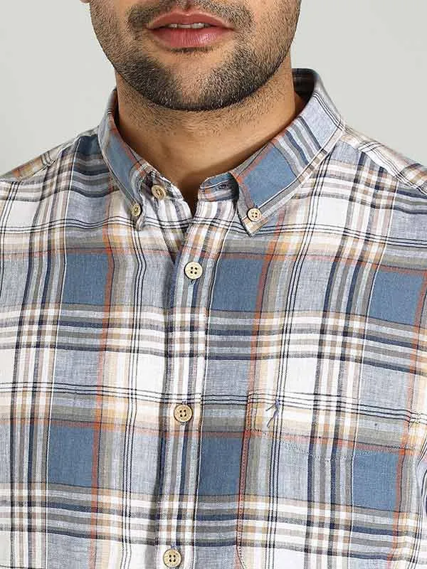 Men Checked Full Sleeve Linen Shirt