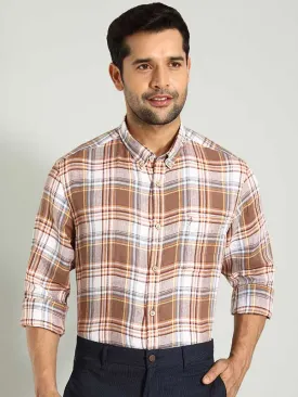 Men Checked Full Sleeve Linen Shirt