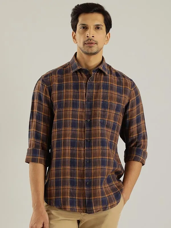 Men Checked Full Sleeve Linen Shirt