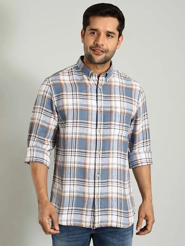 Men Checked Full Sleeve Linen Shirt