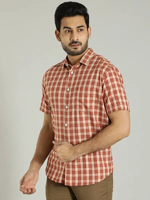 Men Checked Half Sleeve Cotton Blend Shirt