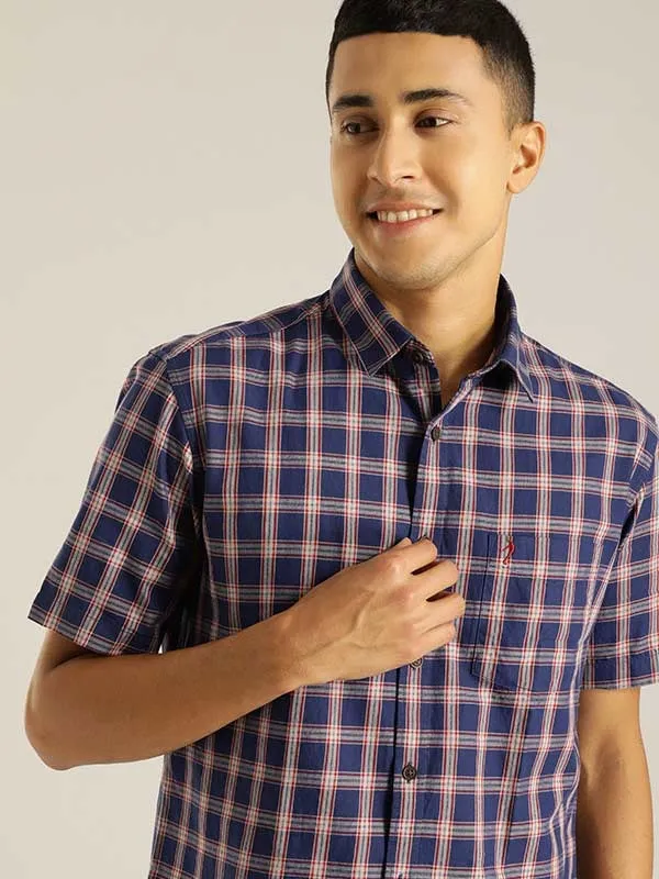 Men Checked Half Sleeve Cotton Shirt