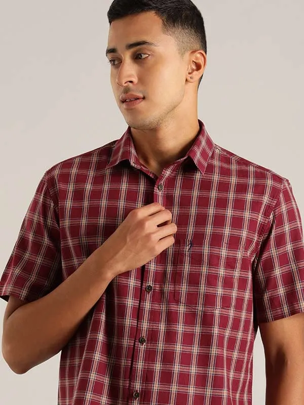 Men Checked Half Sleeve Cotton Shirt