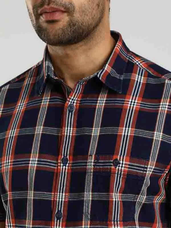 Men Checked Half Sleeve Cotton Shirt