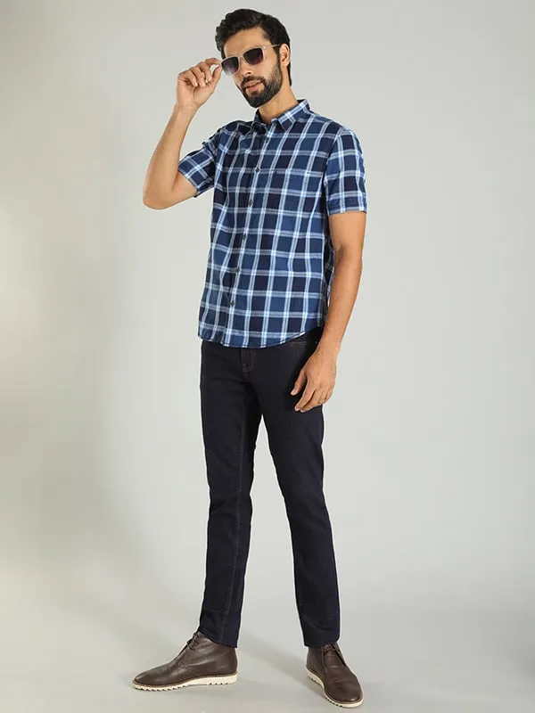 Men Checked Half Sleeve Cotton Shirt