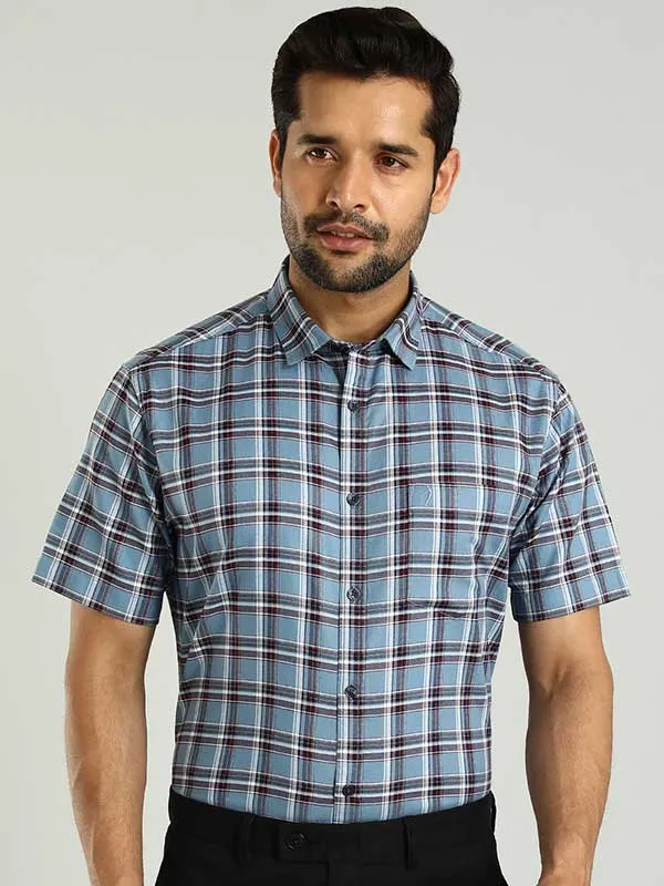 Men Checked Half Sleeve Cotton Shirt