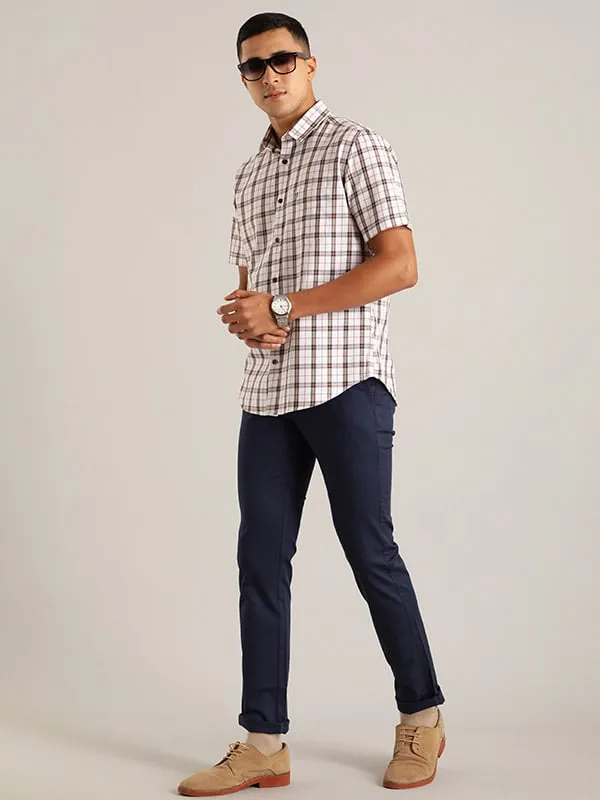 Men Checked Half Sleeve Cotton Shirt