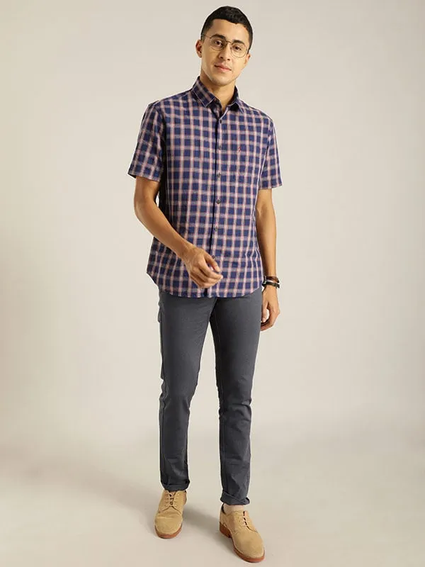 Men Checked Half Sleeve Cotton Shirt