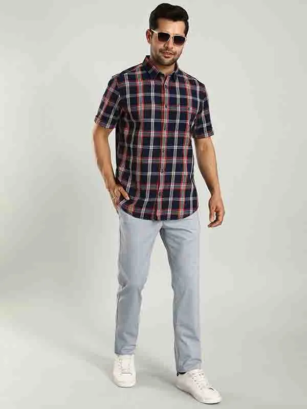 Men Checked Half Sleeve Cotton Shirt