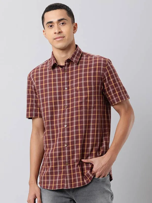 Men Fairtrade Checked Half Sleeve Cotton Shirt