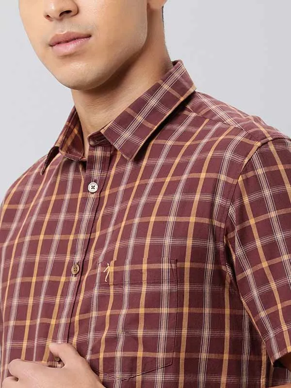 Men Fairtrade Checked Half Sleeve Cotton Shirt