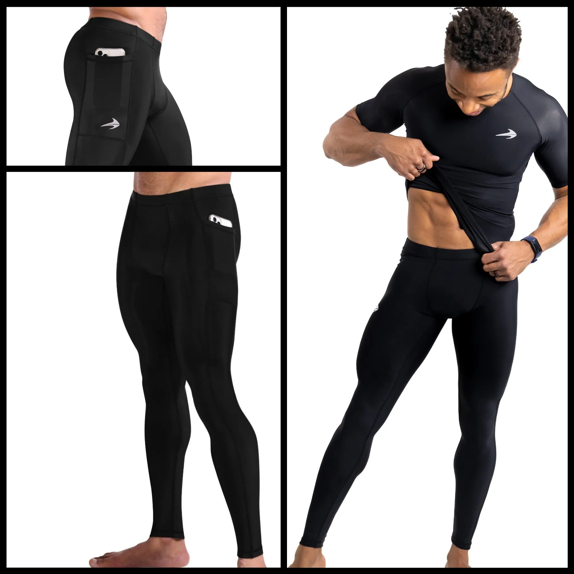 Men's Compression Pants W/ Pockets - Black