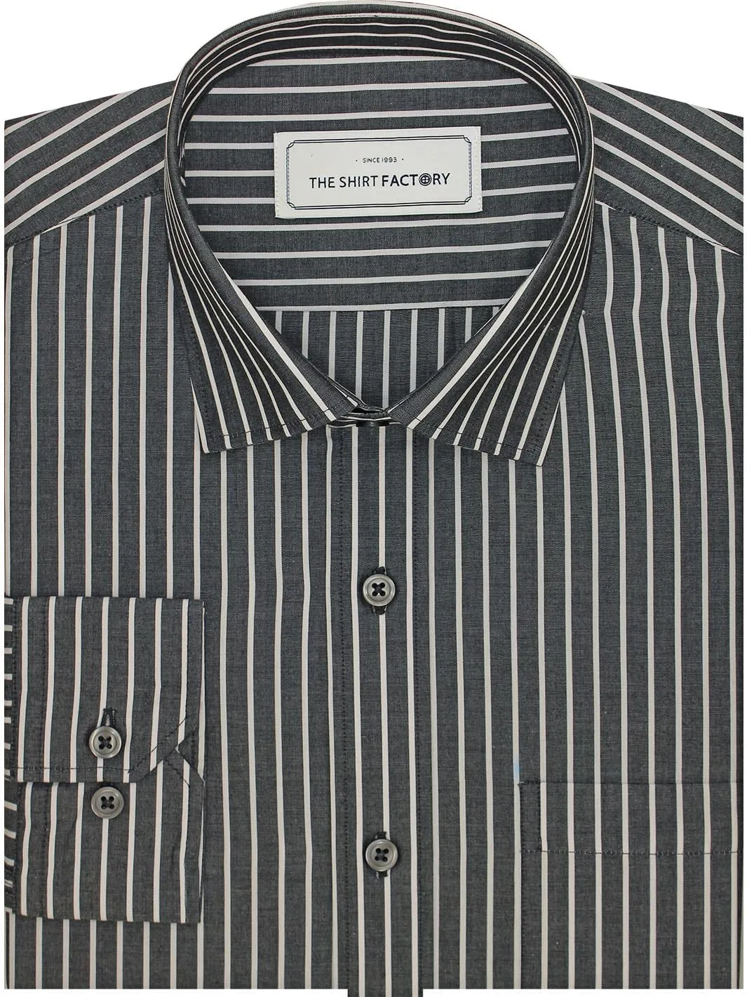 Men's Premium Cotton Striped Shirt - Deep Grey (1274)