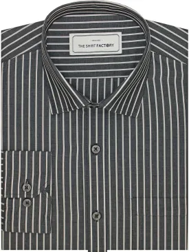 Men's Premium Cotton Striped Shirt - Deep Grey (1274)