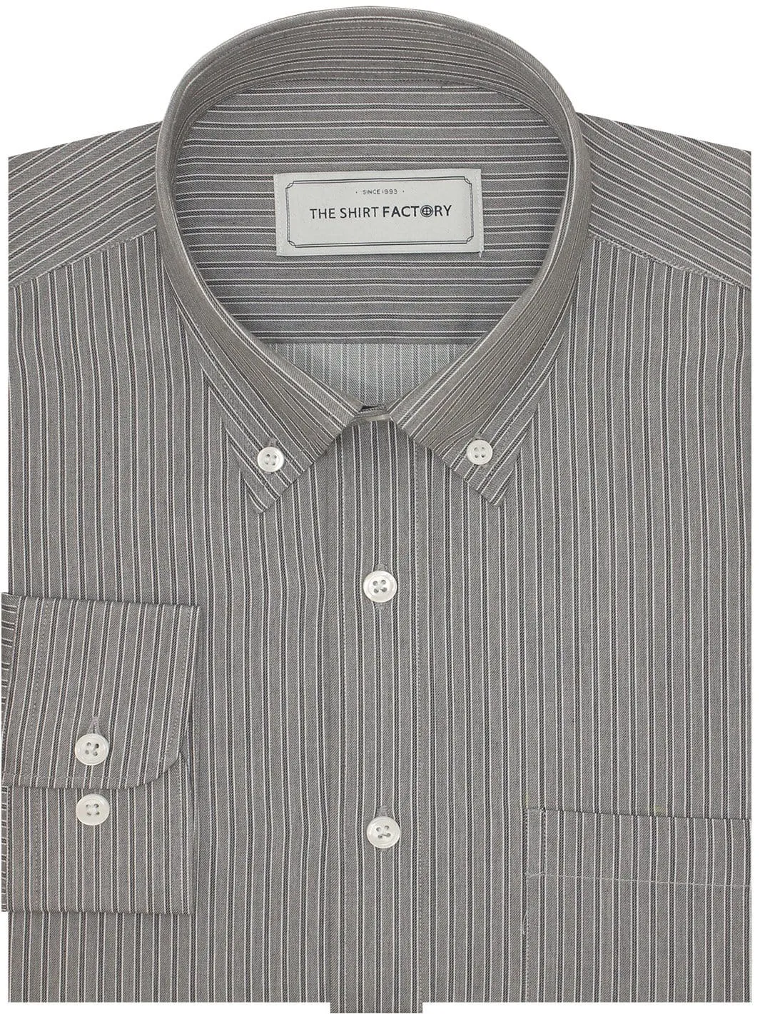 Men's Premium Cotton Striped Shirt - Grey Stripes (1129)