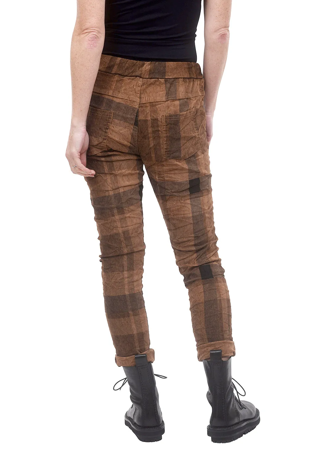 Micro-Corduroy Plaid Jogger, Brown