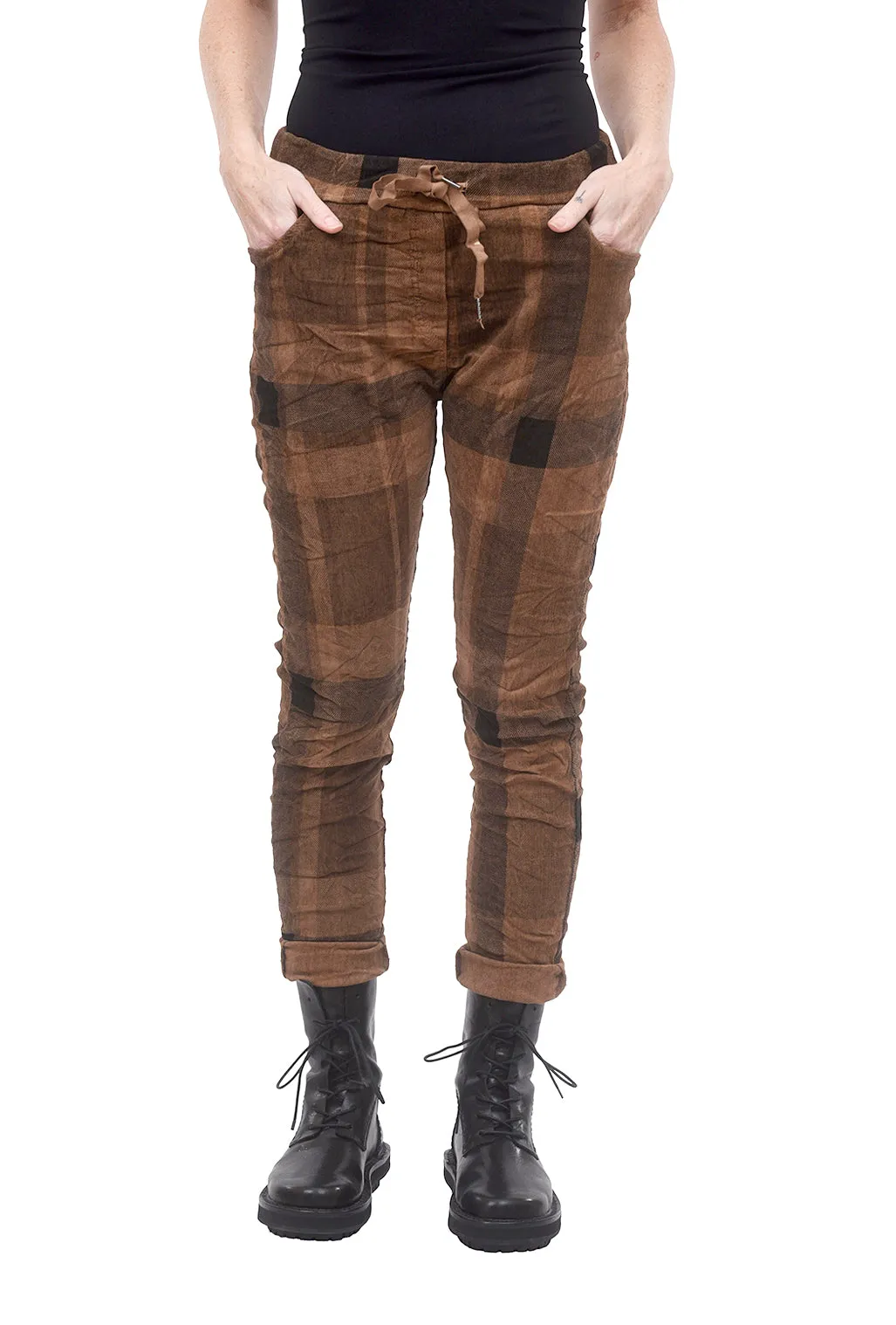 Micro-Corduroy Plaid Jogger, Brown