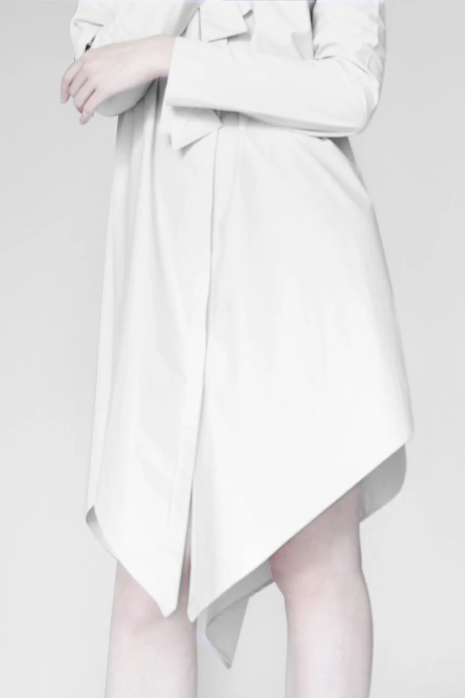 Origami Cotton Shirt Dress / White