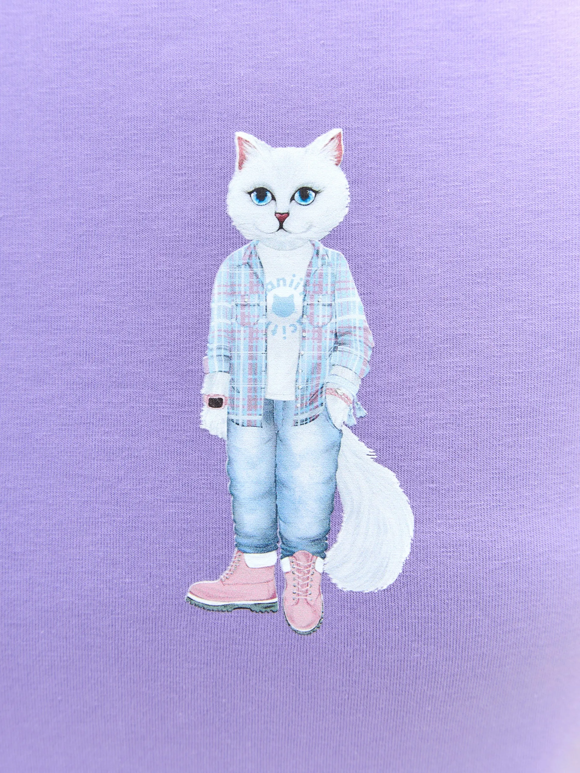 Purple Printed T-shirt COUNTRY WHITE CAT