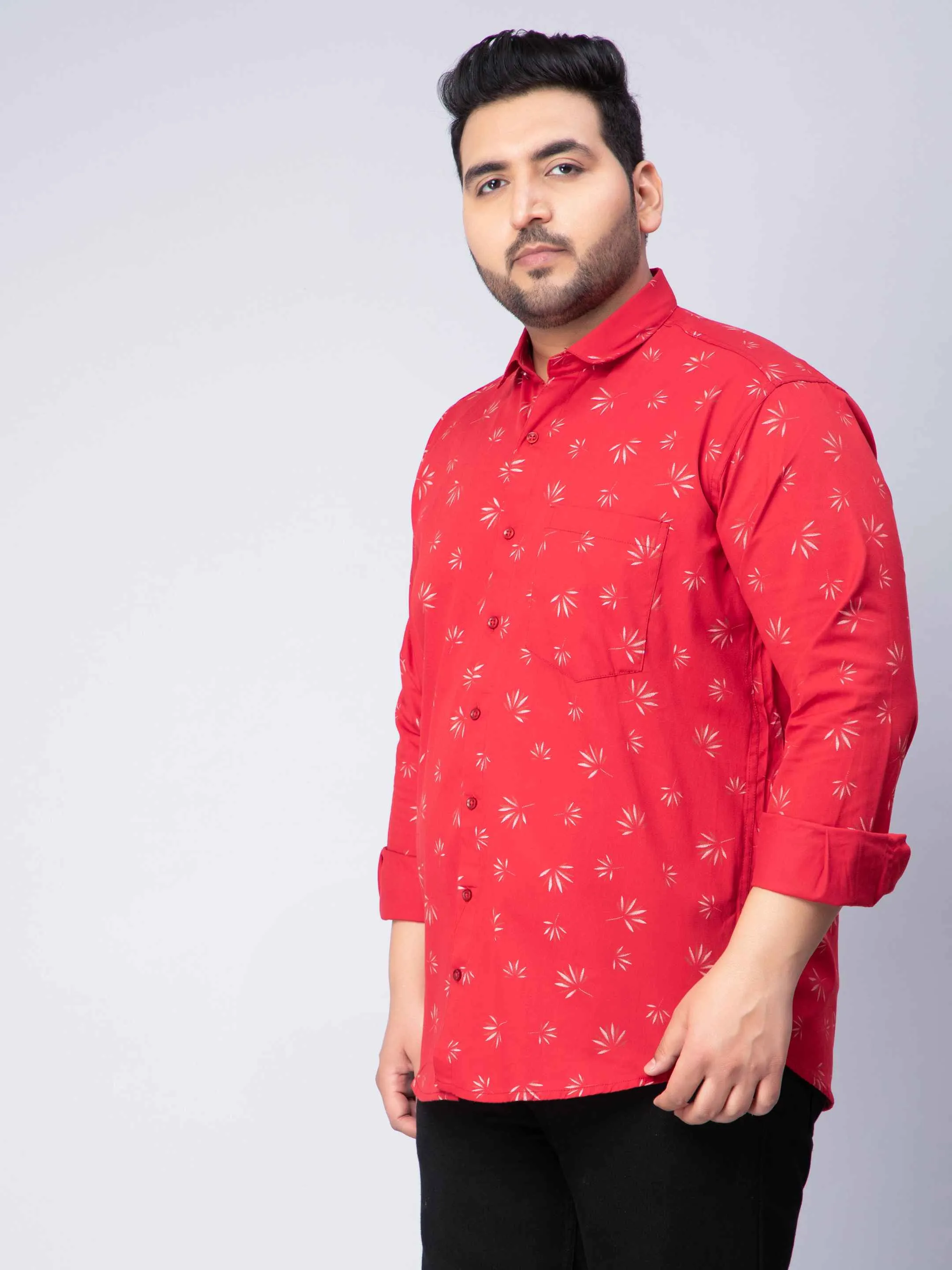 Red Printed Plus Size Shirt