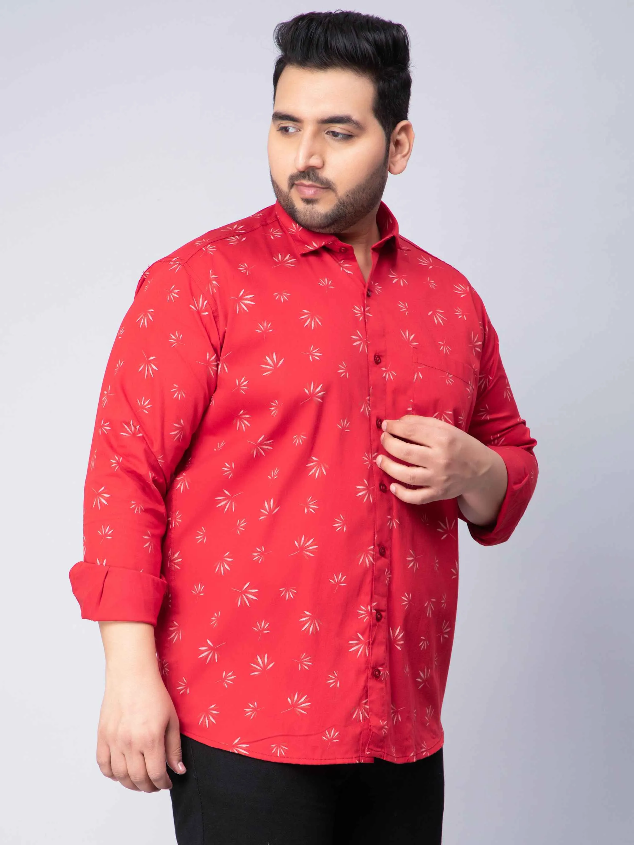 Red Printed Plus Size Shirt