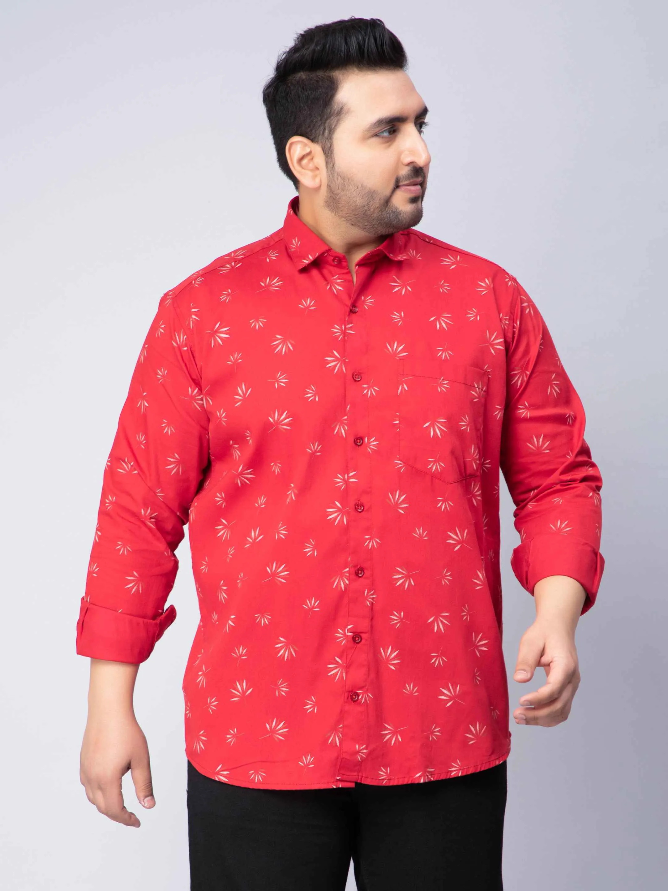 Red Printed Plus Size Shirt