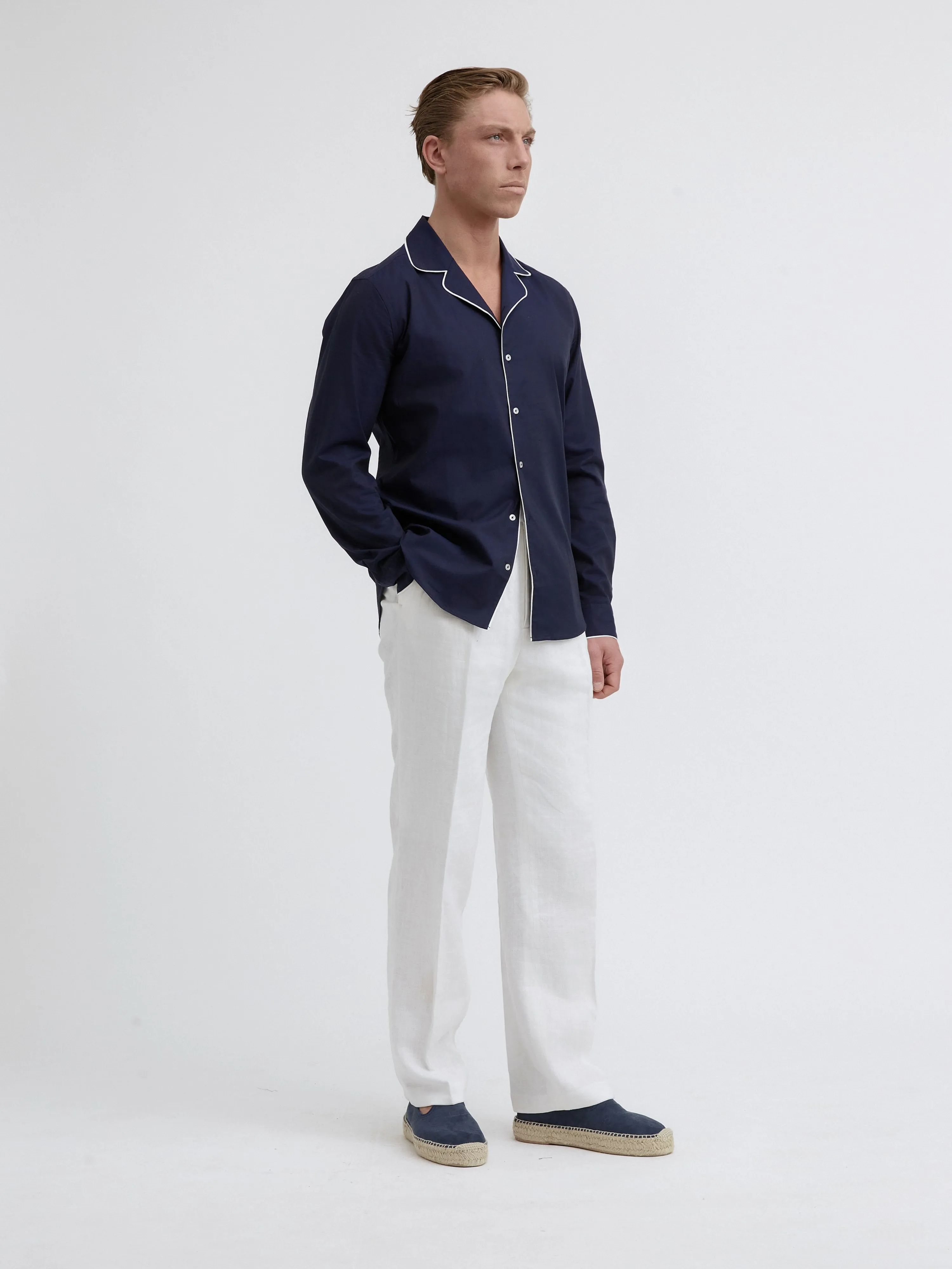 Riviera Piped Navy Blue Shirt