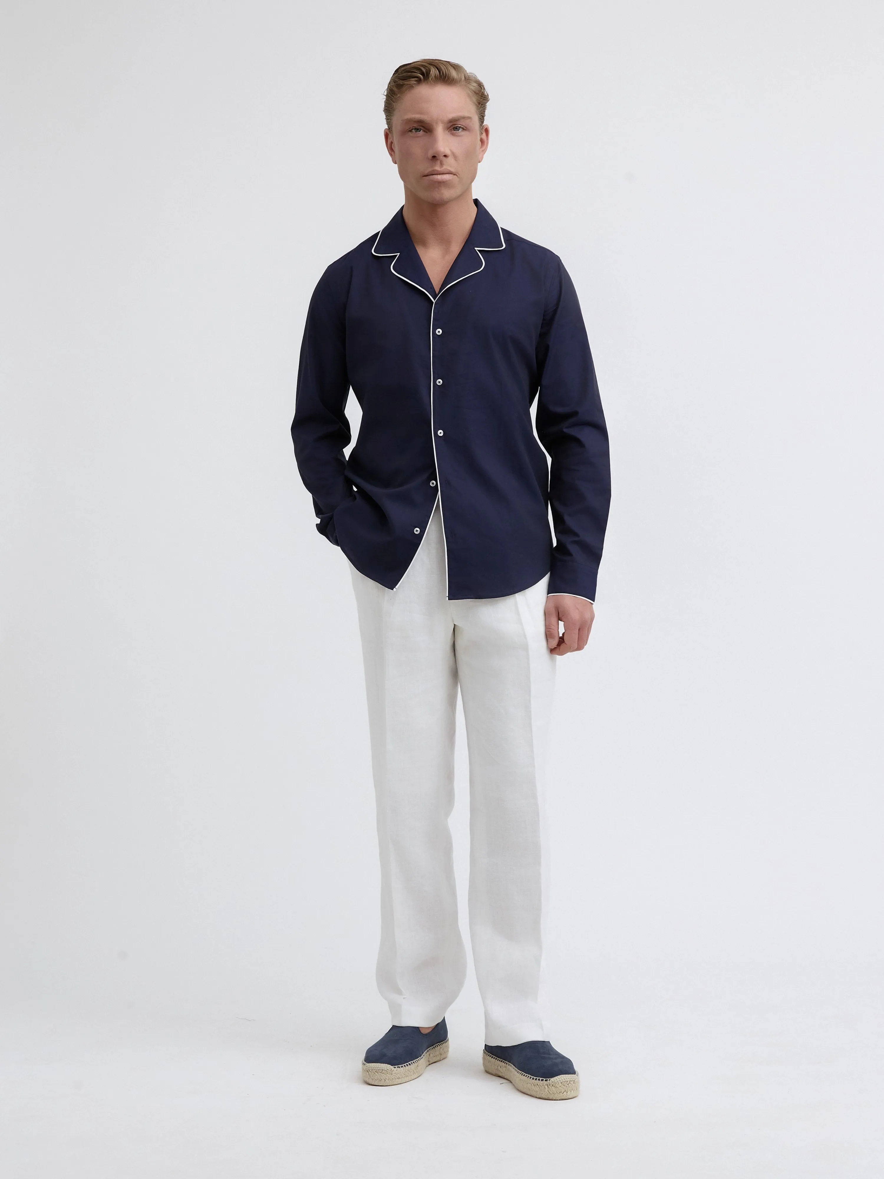 Riviera Piped Navy Blue Shirt