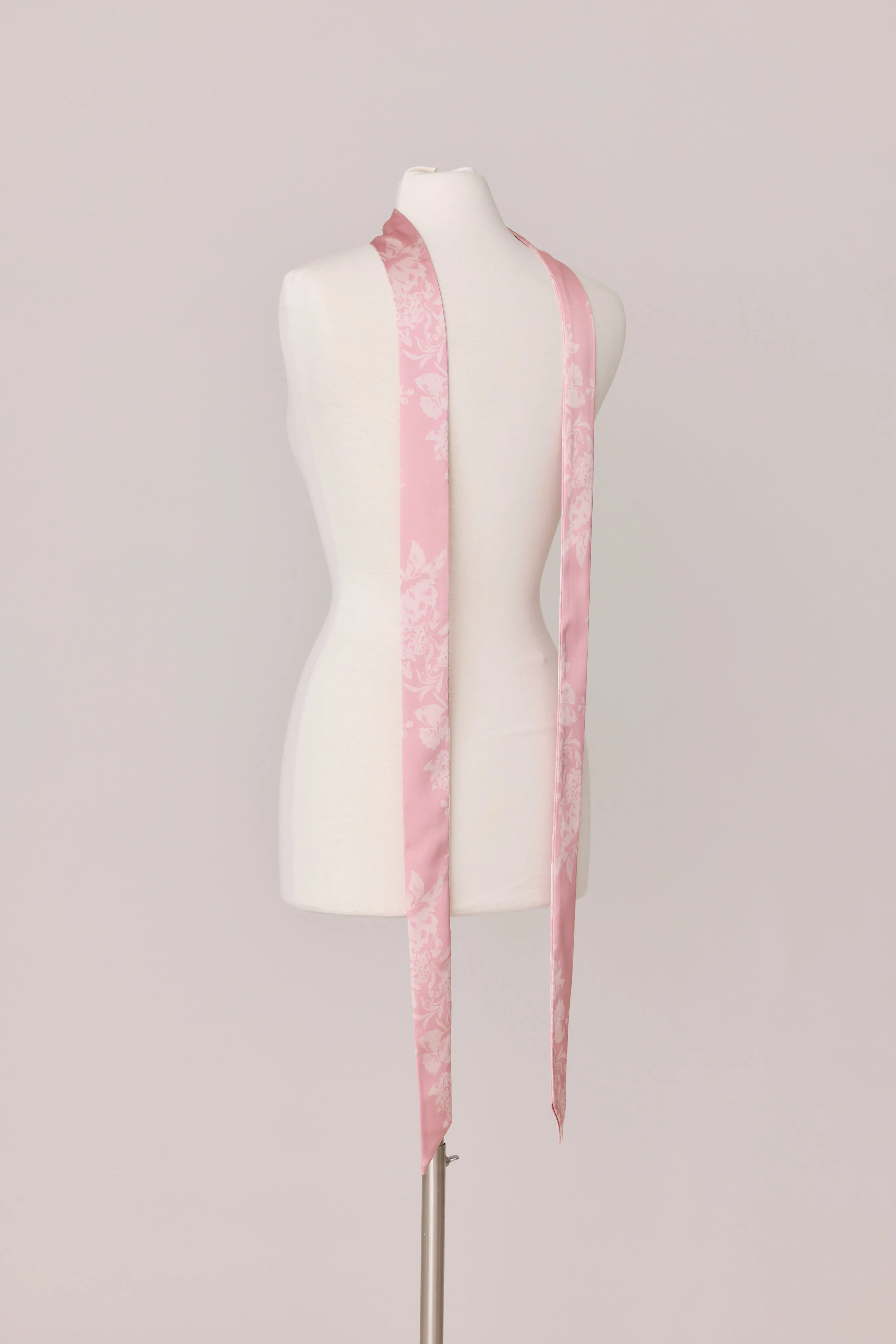 Satin Floral Print Skinny Scarf | Made To Order