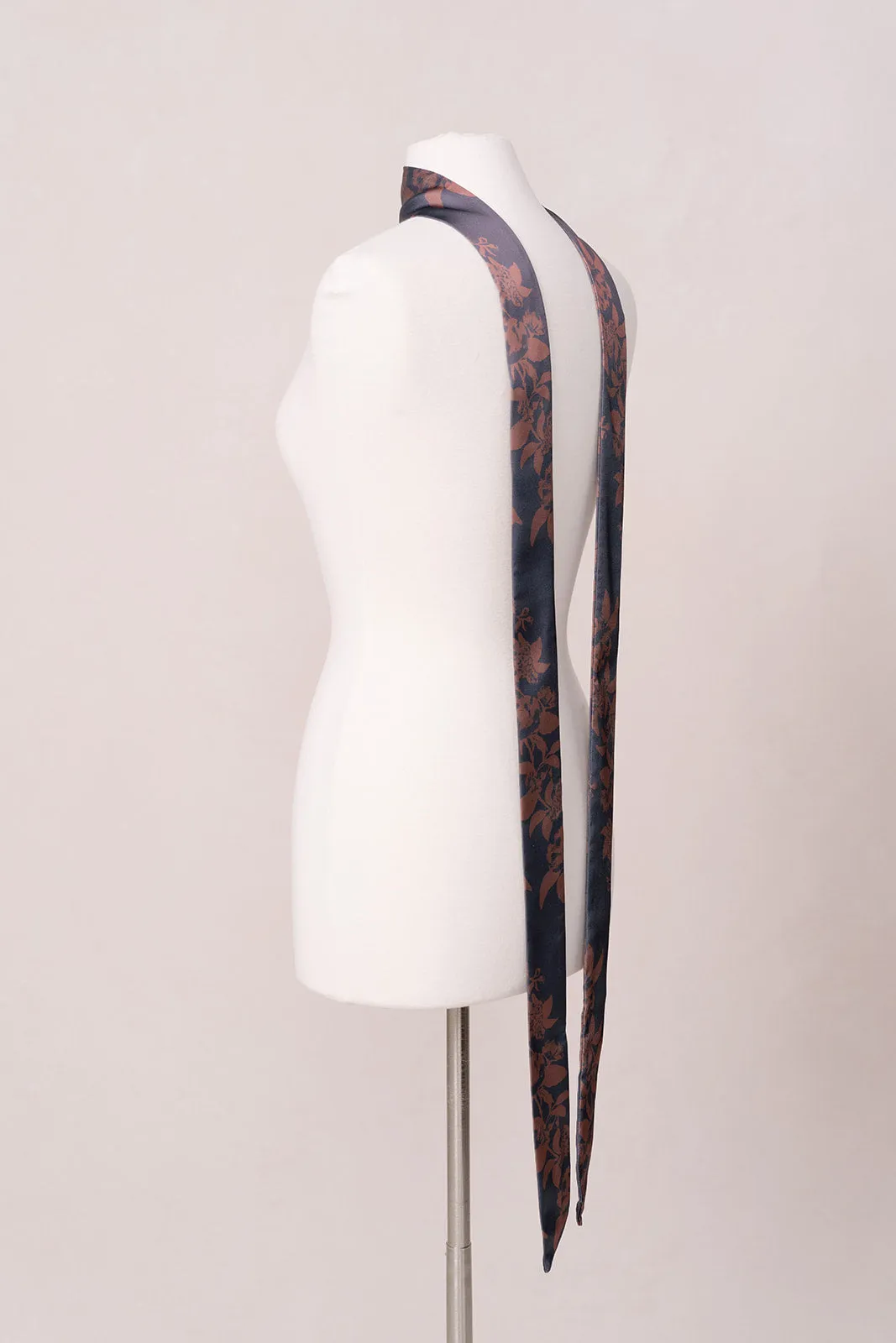 Satin Floral Print Skinny Scarf | Made To Order