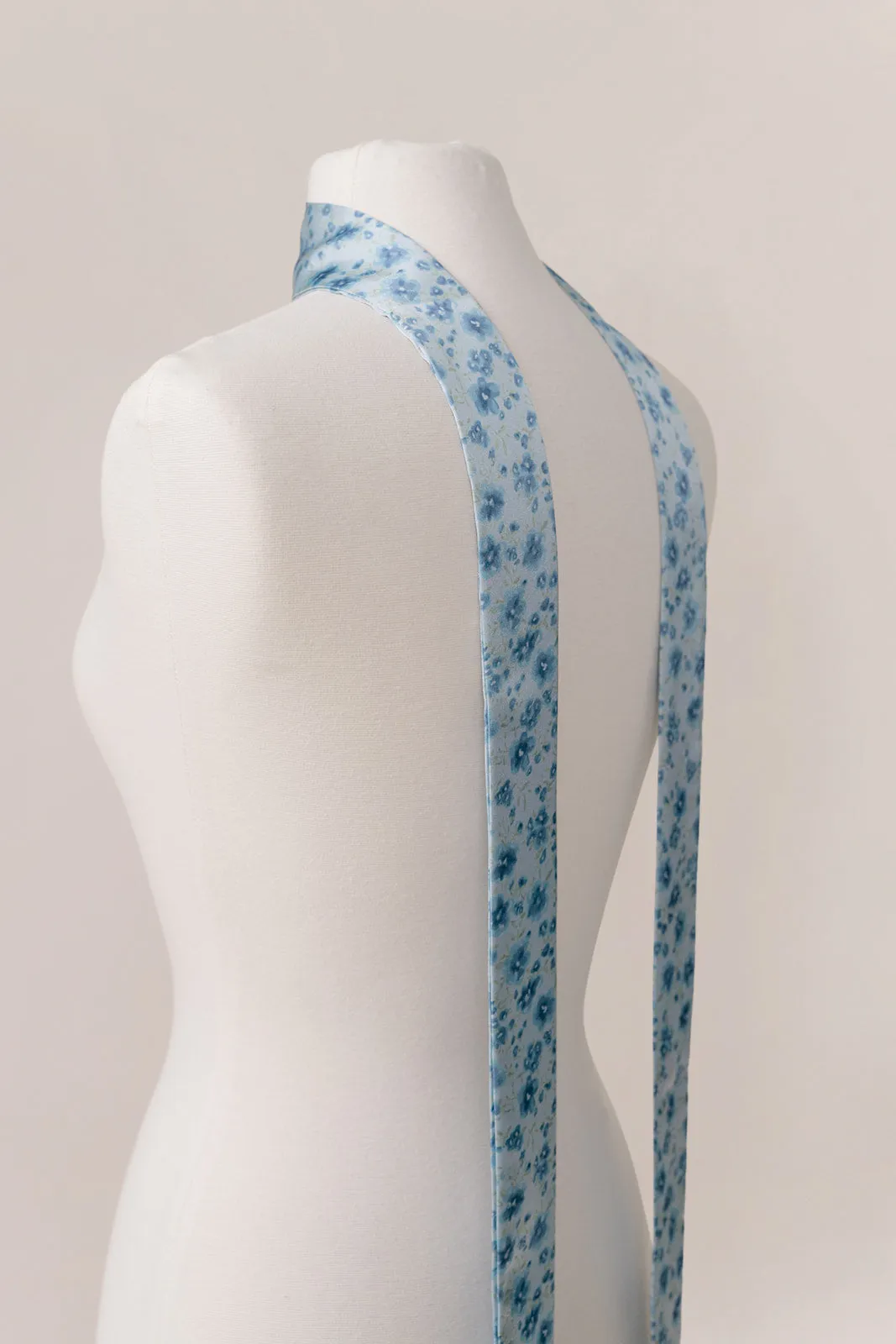 Satin Floral Print Skinny Scarf | Made To Order