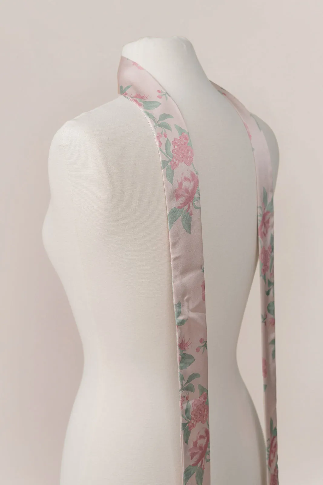 Satin Floral Print Skinny Scarf | Made To Order