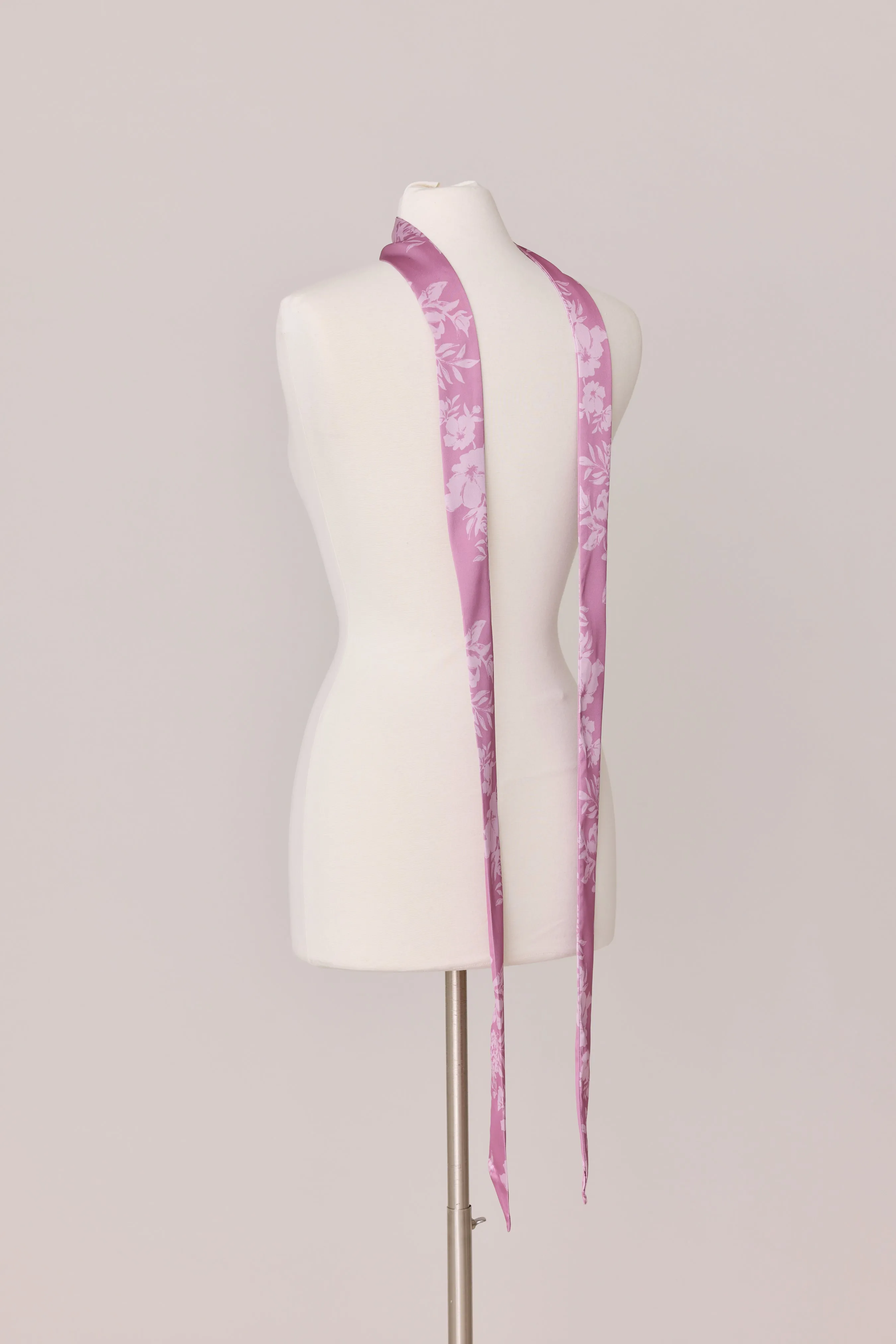 Satin Floral Print Skinny Scarf | Made To Order