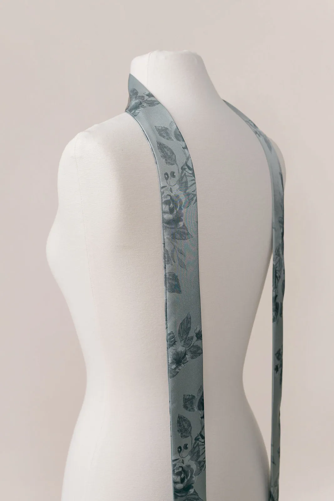 Satin Floral Print Skinny Scarf | Made To Order