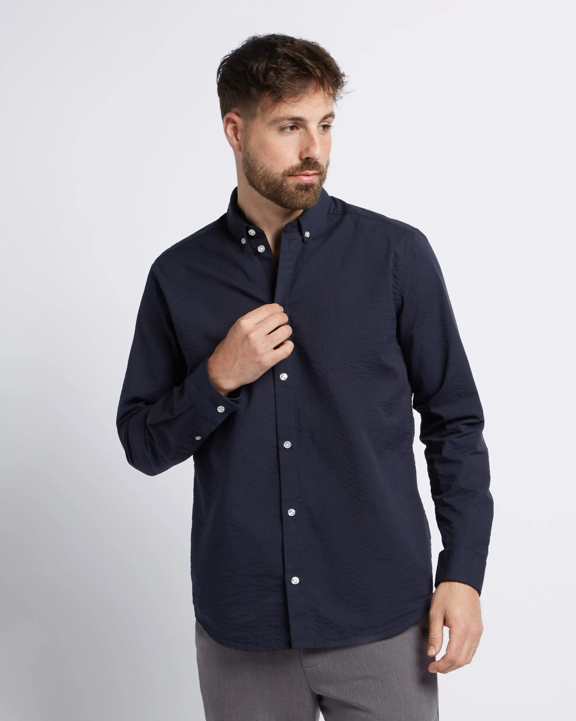 Seersucker shirt Navy